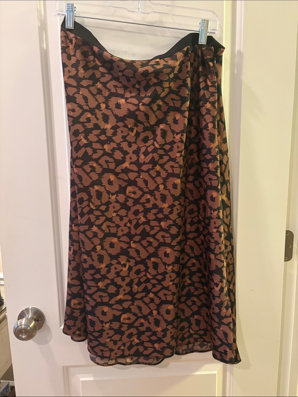 Express Brown and Black Leopard-Print Midi Skirt